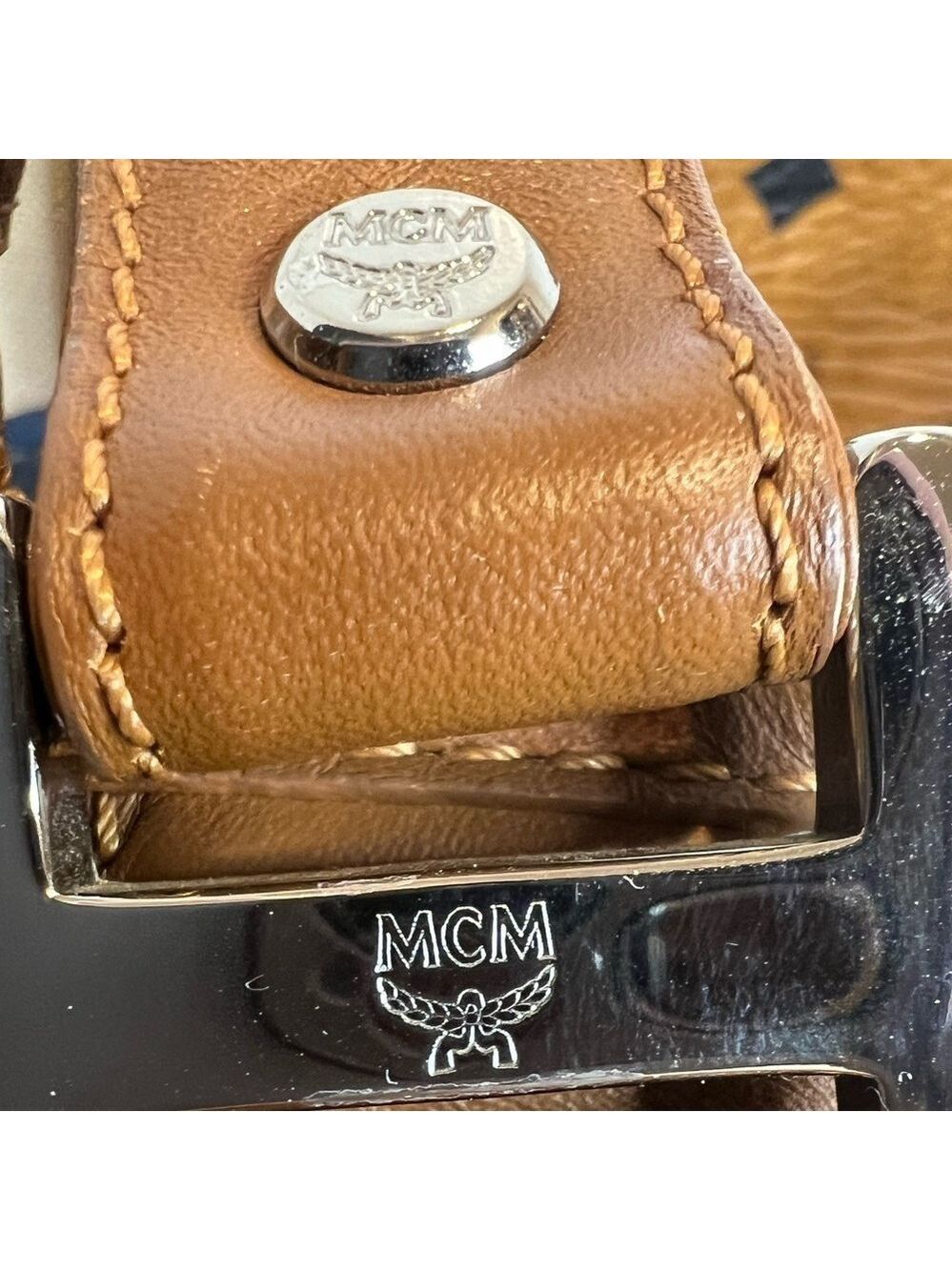 MCM COGNAC VISETOS SHOPPER TOTE BAG - Picture 12 of 15